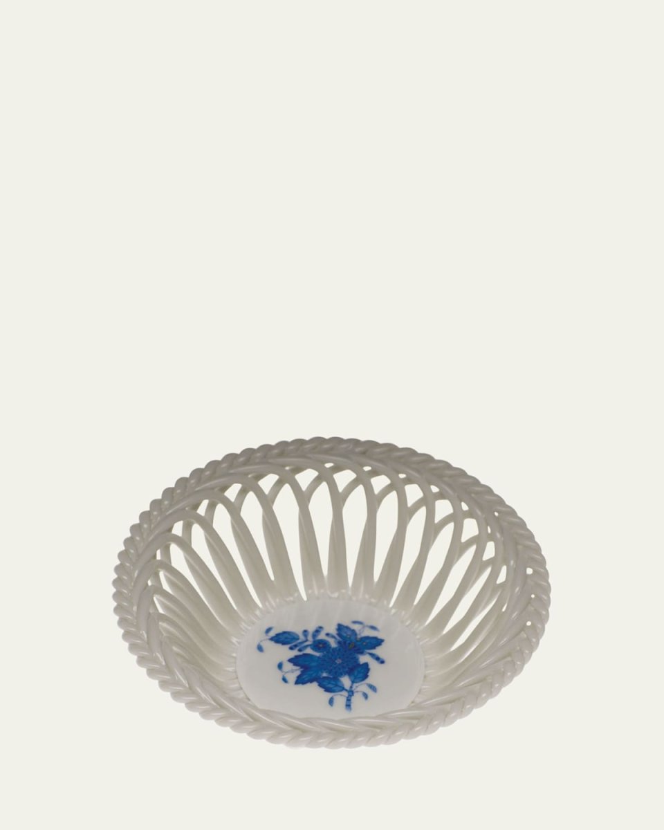 Chinese Bouquet Blue Medium Openwork Basket